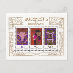 Vintage Tyskland Jugendstil frimärkssats Vykort