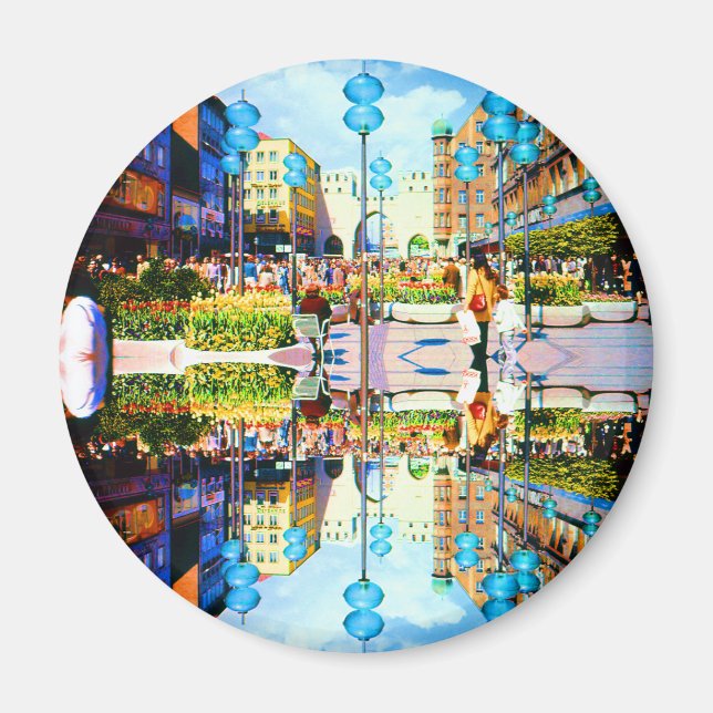 Vintage Tyskland München Stadsgata Karistor Magnet (Framsidan)