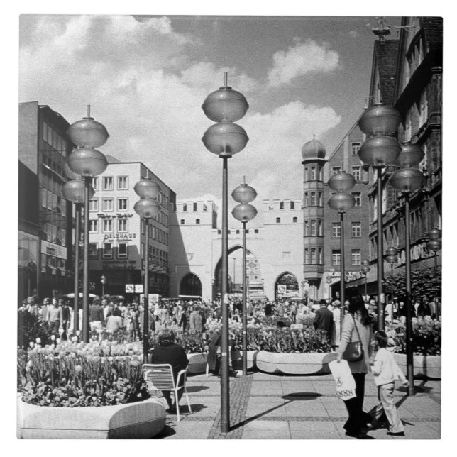 Vintage Tyskland München Stadsgate Karistor Kakelplatta (Framsidan)