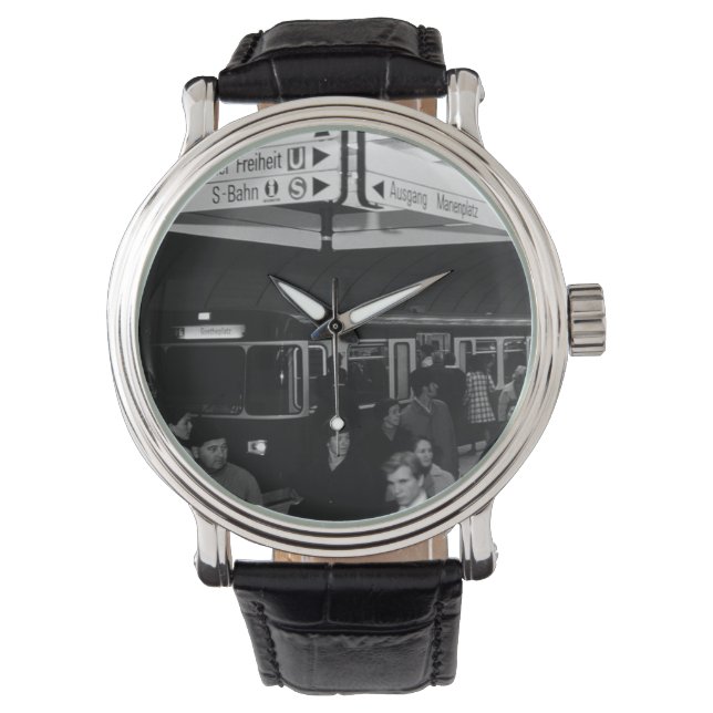 Vintage Tyskland München Station Marienplatz Armbandsur (Framsida)