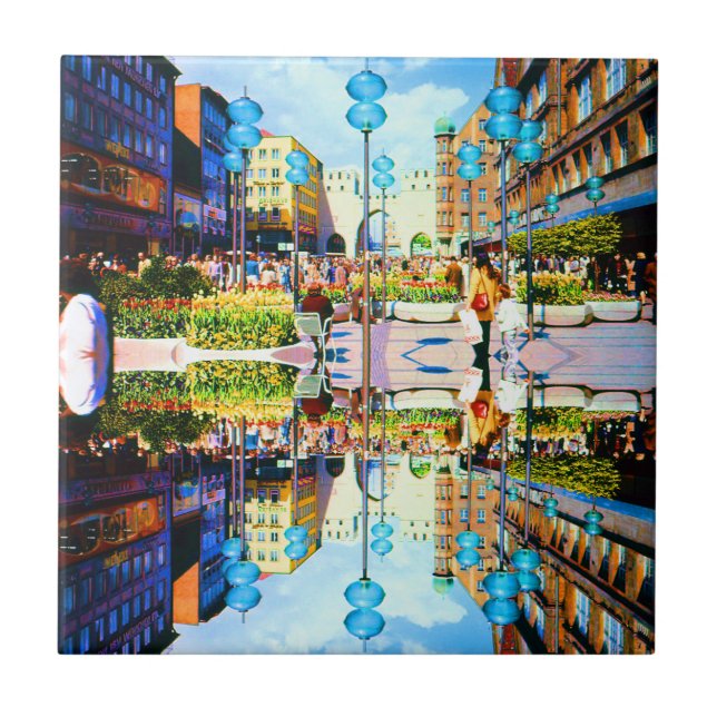 Vintage Tyskland München Towngate Karistor Kakelplatta (Framsidan)