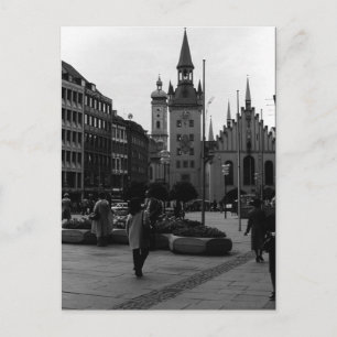 Vintage Tyskland Münchenkyrka Marienplatz Vykort