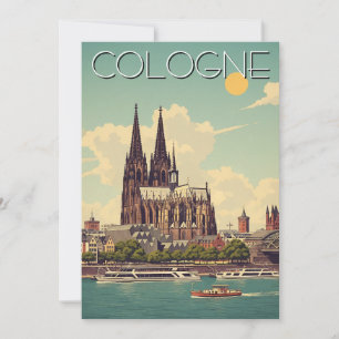Vintage Tyskland resa för katedralen i Köln Julkort
