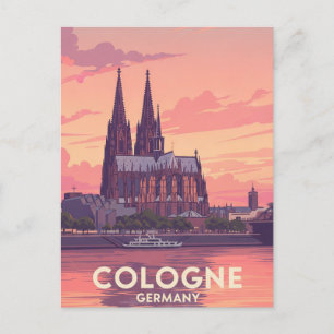 Vintage Tyskland resa för katedralen i Köln Vykort