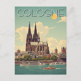 Vintage Tyskland resa för katedralen i Köln Vykort