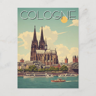 Vintage Tyskland resa för katedralen i Köln Vykort