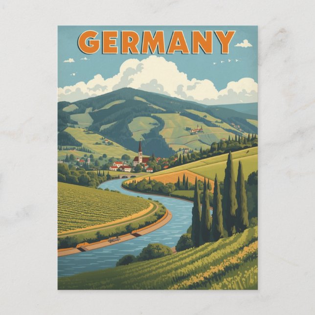 Vintage Tyskland Valley Travel Vykort (Framsida)