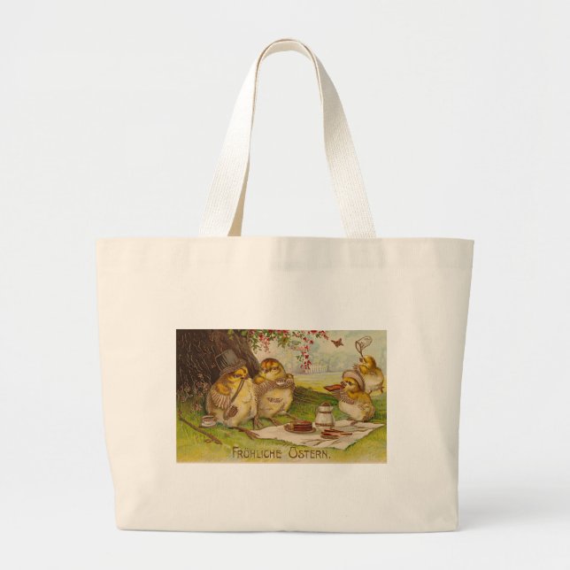 Vintage Tyskt Påsk-kort Jumbo Tygkasse (Framsidan)