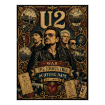 Vintage U2 Rock Band Hyllningsvägg Konst Affisch