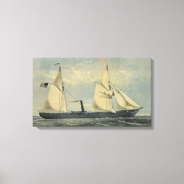 Vintage U.S. ångbåt "Kanawha" Wrapped Canvas (Framsida)
