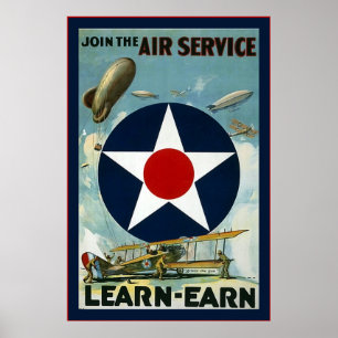 Vintage U.S Luft Service~Vintage Världskrig 1 Poster