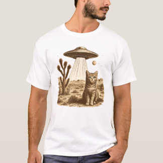 Vintage UFO Cowboy Cat Shirt - Retro Space Cowboy  T Shirt