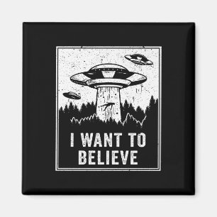 Vintage UFO-jakt jag vill tro Retro P Magnet