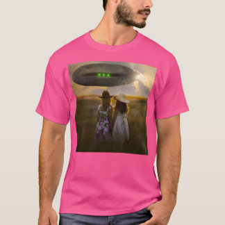 Vintage Ufo på jorden flickor som tittar på Ufo Uf T Shirt