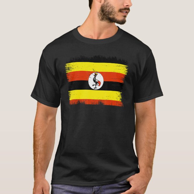 Vintage Uganda Flagga Uganda Independence day T Shirt (Framsida)