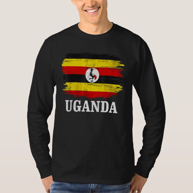 Vintage Ugandask flagg för ugandier   T Shirt (Framsida)
