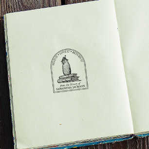 Vintage Uggla Anpassad Från Biblioteket Stämpel