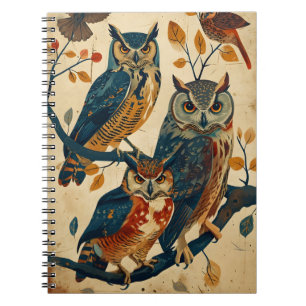 Vintage Uggla art Anteckningsbok