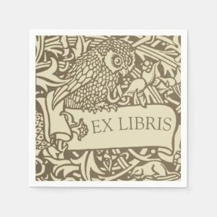 Vintage uggla ex libris Arts and Crafts Walter Cra Pappersservett