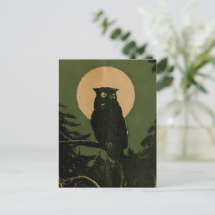 Vintage Uggla i Moonlight Halloween Art Vykort