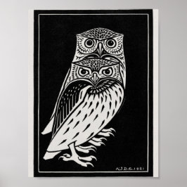 Vintage Uggla Illustration Poster