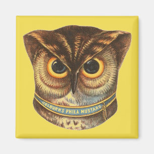 Vintage uggla illustration senapsreklam magnet
