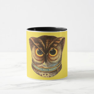 Vintage uggla illustration senapsreklam mugg