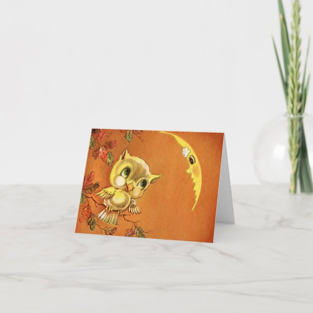 Vintage Uggla och Måne Kort (Framsida)