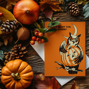 Vintage Uggla och Pumpkin Anpassningsbar Message H Vykort