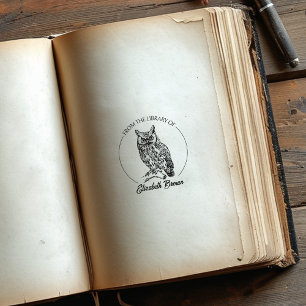 Vintage Uggla skript från Bibliotek i Stämpel