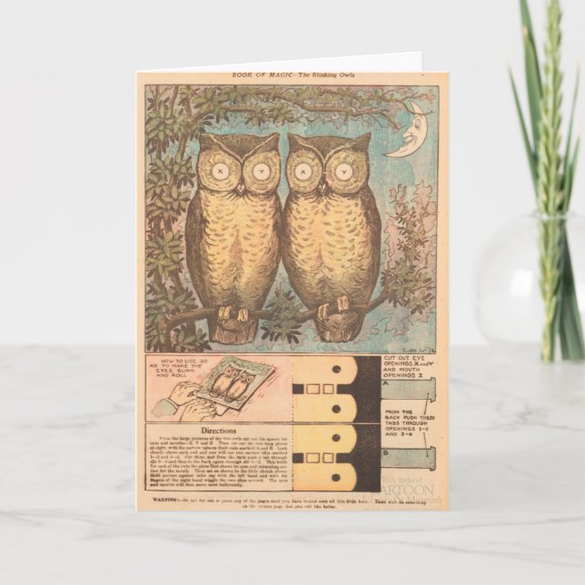 Vintage uggla, söt barn, illustration kort (Framsida)