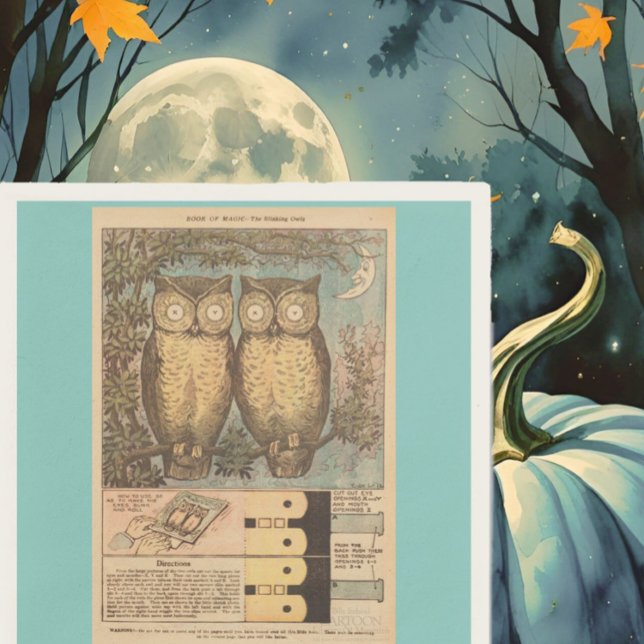 Vintage uggla, söt barn, illustration pappersservett (Skapare uppladdad)