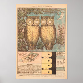 Vintage uggla, söt fallfarkoster poster