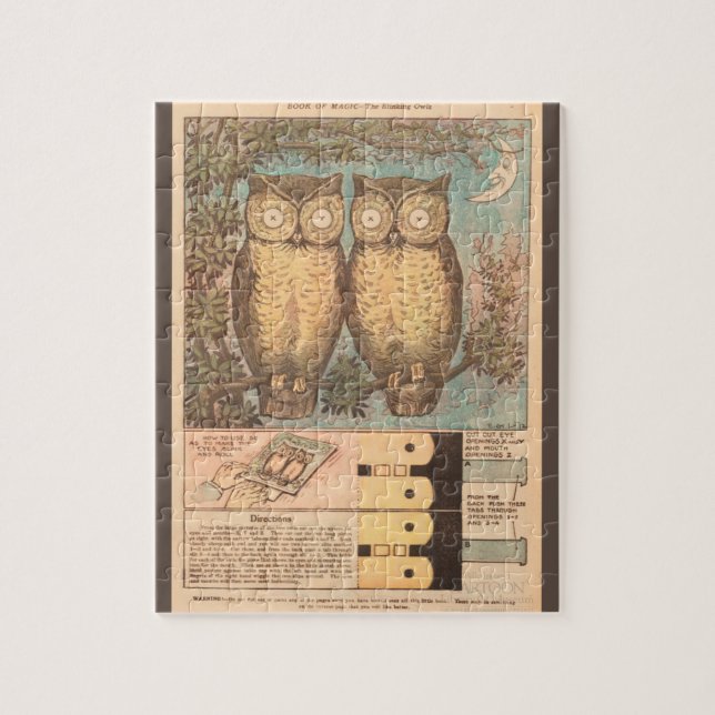 Vintage uggla, söt fallfarkoster pussel (Vertikal)