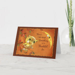 Vintage Uggla Thanksgiving Card Kort