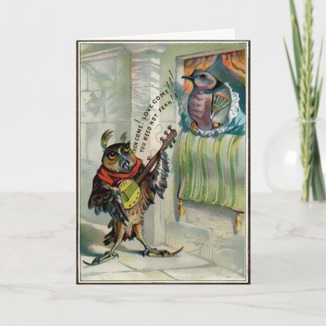 Vintage Uggla Valentines day-kort Helgkort (Framsida)