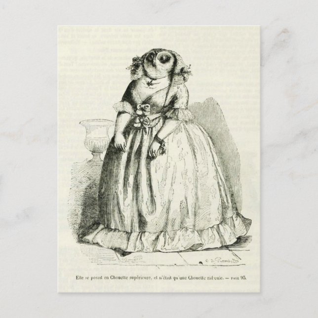 Vintage Uggla Woman Vykort (Framsida)