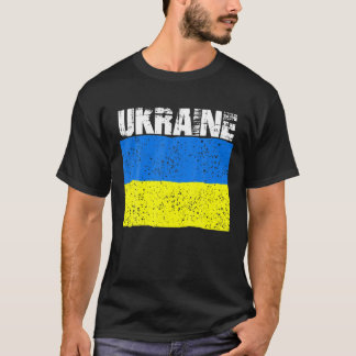 Vintage Ukraina Disted Ukrainska Flagga Ställning T Shirt