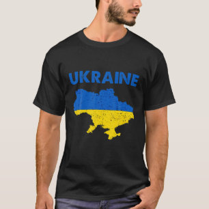Vintage Ukraina Flagga Färg Ukraina Karta Patrioti T Shirt