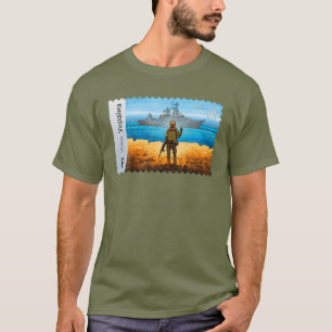 Vintage Ukraina Postage Frimärke Flagga Pride Army T Shirt