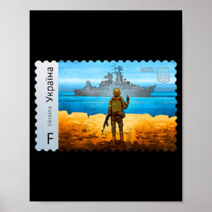 Vintage Ukraina Postage Frimärke Flagga Pride Mor Poster