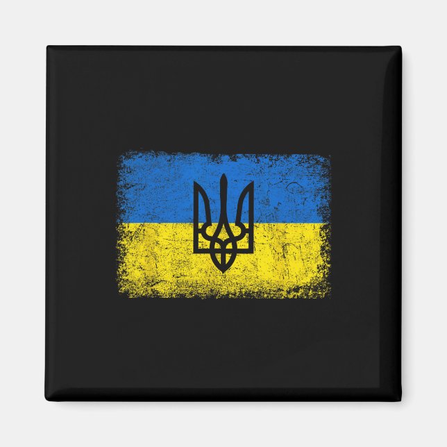 Vintage Ukraina Ukrainsk Flagga Ukraina Armé Tride Magnet (Framsidan)