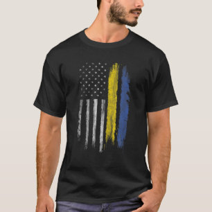 Vintage Ukrainas amerikanska Flagga S USA Ukraina T Shirt