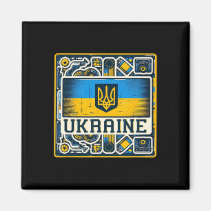Vintage ukrainsk nner fan Ukraina flagga retro kon Magnet