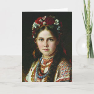 Vintage Ukrainska Girl Helgkort