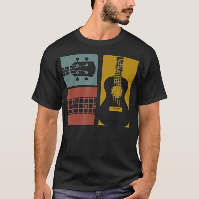 Vintage Ukulele Guitar Uke Player Musician T Shirt (Framsida)