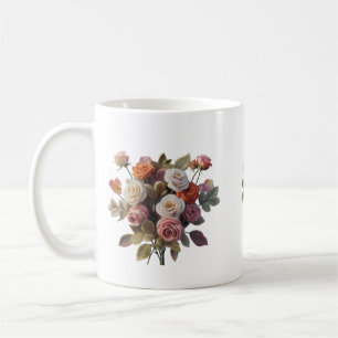 Vintage Ull Bouquet Klassisk Mugg Filad Ros Kons