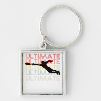 Vintage Ultimate Frisbee Sport Retro Fyrkantig Silverfärgad Nyckelring