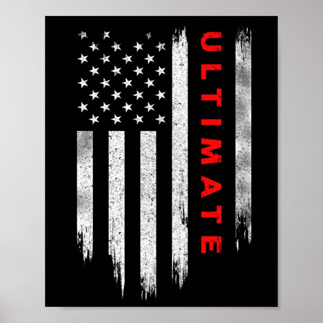 Vintage Ultimate Frisbee Sport Us Flagga Poster (Framsidan)