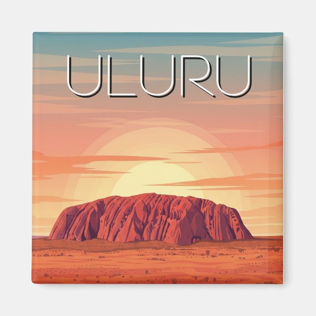 Vintage Uluru Australia Sunset Magnet (Framsidan)